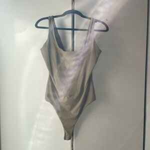 Classic Scoop Neck Bodysuit in Taupe